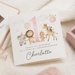 Personalised 1st Birthday Card For Granddaughter, Girl 1st Birthday Card, Cute First Birthday Gift For Little Girl, 1st Birthday Gift Niece