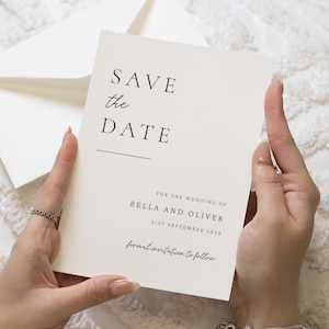 Gepersonaliseerde Save the Date-kaart, bruiloft Save the Date, eenvoudige minimale Save the Date
