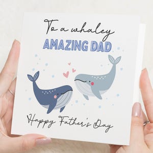 Fathers Day Card for Dad, Whale Fathers Day Card, Cute Fathers Day Card, Fathers Day Card from Kids, Fathers Day Card for Him