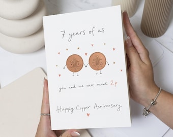7th Anniversary Card, Copper Anniversary Card, Anniversary Card for Husband, Anniversary Card for Wife, Funny Wedding Anniversary Card