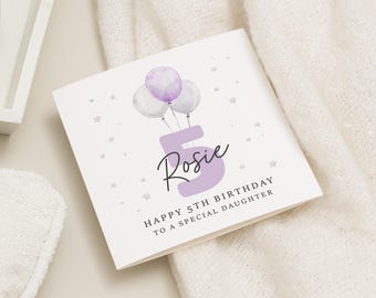 5th Birthday Card Girl, 5 Birthday Card For Daughter, 5 Year Old Birthday Card, Girls 5th Birthday Card, 5th Birthday Daughter Gift