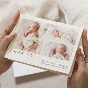 Eenvoudige aangepaste bedankkaarten New baby, gevouwen bedankkaarten voor baby's, bedankkaarten voor babyfoto's, bedankkaarten voor ansichtkaarten, bedankbriefjes
