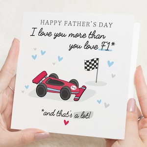 Fathers Day Card, Fathers Day Card from Kids, F1 Card for Dad, Fathers Day Card for Him, Racing Car Card, Cute Fathers Day Card