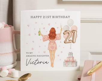 21. Geburtstagskarte für Tochter, personalisierte Geburtstagskarte, Geburtstagskarte für sie, Tochter 21. Geburtstagskarte, Geschenk für Tochter