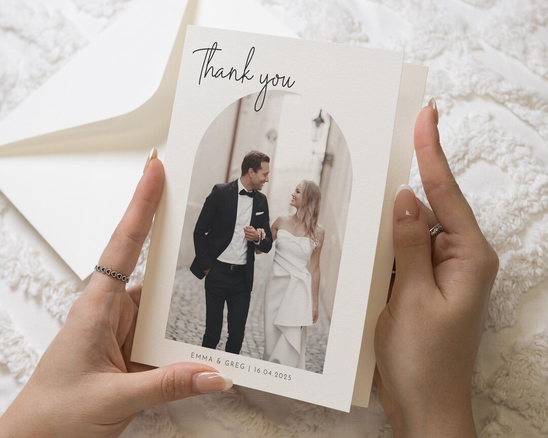 Custom Thank You Cards, Simple Wedding Thank You Cards With Photo ...