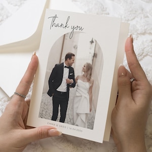 Individuelle Dankeskarten, Einfache Danksagungskarten Mit Foto, Personalisierte Dankeskarten Hochzeit, Postkarten-Dankeskarten Hochzeit