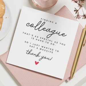 Carte de remerciement pour collègue, remerciement pour un ami de travail, carte de remerciement personnalisée au travail, carte pour le travail, cadeau de départ de collègues, carte de départ