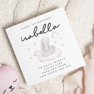 Carte 1er anniversaire fille, première carte d'anniversaire pour fille, carte 1er anniversaire personnalisée, carte 1er anniversaire fille, cadeau 1er anniversaire fille