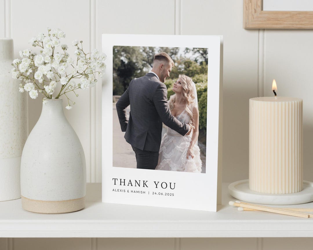 Custom Thank You Cards, Simple Wedding Thank You Cards With Photo ...