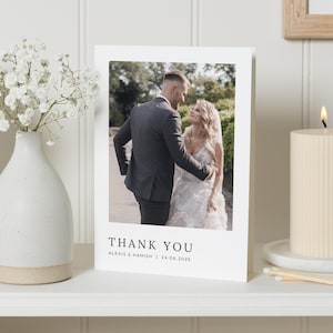 Individuelle Dankeskarten, Einfache Danksagungskarten Mit Foto, Personalisierte Dankeskarten Hochzeit, Postkarten-Dankeskarten Hochzeit