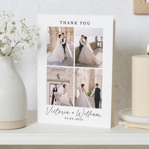 Minimalistische Hochzeit Dankeskarten mit Foto, Dankeskarten gefaltet, Moderne Dankeskarten Hochzeit, Foto Dankeskarten für Hochzeit