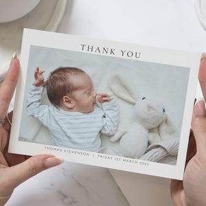Cartes de remerciement simples pour nouveau-né, Cartes de remerciement personnalisées Nouveau bébé, Cartes de remerciement avec photo de bébé, Cartes de remerciement de carte postale, Notes de remerciement