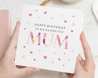 Geburtstagskarte für Mama, Geburtstagskarte Mama, Geburtstagskarte für Sie, Blumen Geburtstagskarte für Mama, süße Geburtstagskarte, personalisierte Karte