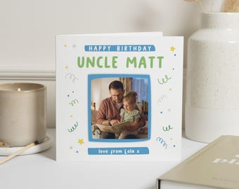 Uncle Birthday Card, Personalised Photo Birthday Card for Uncle, Birthday Card from Niece, Birthday Card from Nephew, Cute Uncle Card