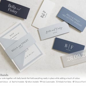 Dusty Blue Floral Wedding Invitations, Elegant Botanical Wedding Invites, Classic Garden Wedding Invitation Suite, Personalised Invites image 6