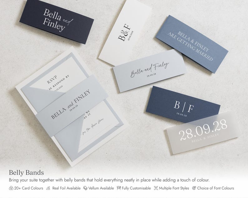 Dusty Blue Floral Wedding Invitations, Elegant Botanical Wedding Invites, Classic Garden Wedding Invitation Suite, Personalised Invites image 6