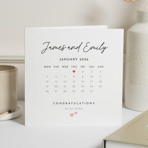 Biglietto di auguri per il giorno delle nozze di un amico, biglietto di auguri per il giorno delle nozze di un calendario, regalo di buon giorno delle nozze per gli amici, regalo di nozze per la coppia