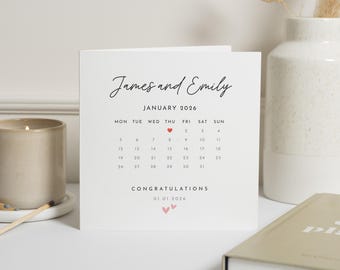 Carte de mariage pour félicitations d'un ami, calendrier, carte de mariage pour félicitations d'un ami, cadeau de mariage heureux pour des amis, cadeau de mariage pour couple