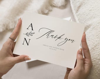 Personalised Wedding Thank You Cards, Wedding Thank You Cards, Folded Thank You Cards, Minimal Thank You Card for Wedding, A6 5x7 Cards