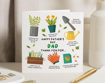 Fathers Day Card, Gardening Fathers Day Card, Fathers Day Card for Dad, Cute Fathers Day Card, Card from Daughter, Card from Son