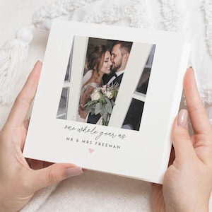 First Wedding Anniversary Card, 1st Anniversary Photo Card, Personalised Anniversary Card for Husband Wife, One Year Married Card