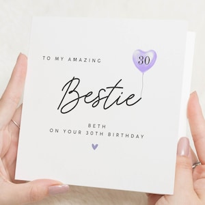 30e verjaardagskaart voor beste vriend, verjaardagskaart bestie, gepersonaliseerde verjaardagskaart voor haar, 30e verjaardagskaart voor vrouwen