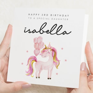 Personalisierte Geburtstagskarte für Mädchen, Tochter 3.Geburtstagskarte, niedliches Geschenk zum dritten Geburtstag für kleines Mädchen, Geschenk für 3.Geburtstag, Nichte