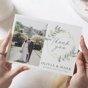 Hochzeit Danksagungskarten mit Foto, personalisierte Dankeskarten Hochzeit, gefaltete Danksagungskarten, Postkarte Dankeskarten Landschaft