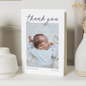 New Baby Boy Folded Thank You Cards, Baby Thank You Baptism Cards, Baby Thank You cards Personalised, Baby Thank You With Photos