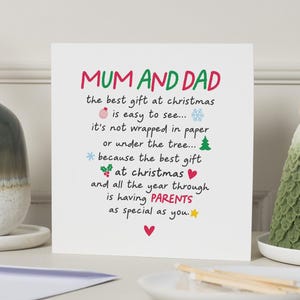 Weihnachtskarte für Mama und Papa, Weihnachtskarte für Mama und Papa, Weihnachtskarte für Eltern, Mama und Papa, Weihnachtskarte für Eltern, Weihnachtskarte mit Gedicht