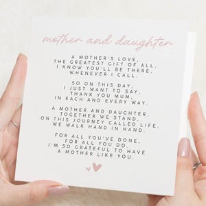 Biglietto di poesia per la festa della mamma, biglietto per la festa della mamma dalla figlia, regalo per la festa della mamma, biglietti per la festa della mamma per la mamma, buona festa della mamma, per la mamma