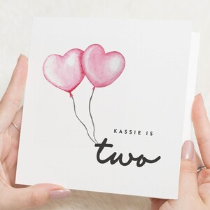 2nd Birthday Card, 2 Year Old Girl Gift, 2nd Birthday Card Girl, Birthday Card 2 Year Old Girl, Gifts For 2 Year Old Girl, Pink Card
