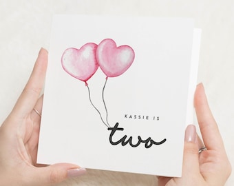 2nd Birthday Card, 2 Year Old Girl Gift, 2nd Birthday Card Girl, Birthday Card 2 Year Old Girl, Gifts For 2 Year Old Girl, Pink Card