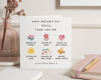 Nanny Mothers Day Card, Mother's Day Cards For Grandma, Happy Mother's Day Nanny, Mother's Day Grandma Card, Thank You Nan, For Nana