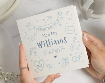 Tarjeta de boda personalizada, tarjeta de felicitación de boda, tarjeta personalizada de Sr. y Sra., tarjeta de compromiso personalizada, tarjeta de felicitación de matrimonio.
