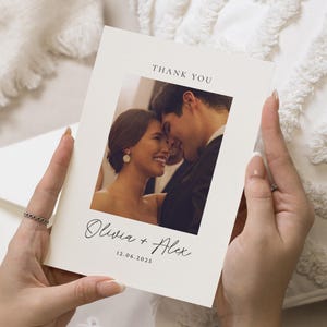 Einfache Danksagungskarten mit Foto, personalisierte Dankeskarten Hochzeit, gefaltete Dankeskarten, Postkarte Dankeskarten für die Hochzeit