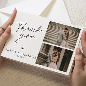 Multi Foto Hochzeit Thankyous, einfache personalisierte Dankeskarten Hochzeit, Hochzeit Dankeskarten mit Foto, gefaltete Dankeskarten