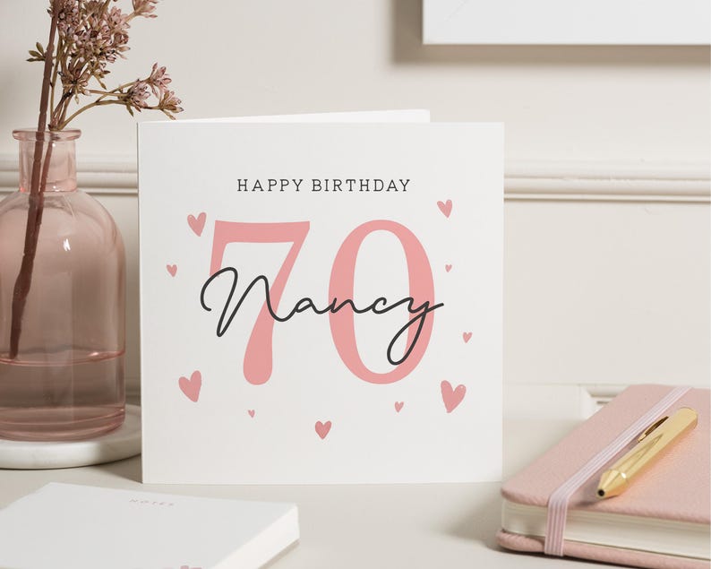 Carte 70e anniversaire, carte 70e anniversaire personnalisée pour maman, carte 70e anniversaire pour femme, cadeau 70e anniversaire pour elle, carte 70e anniversaire image 1