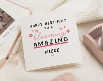 Tarjeta de cumpleaños para sobrina, tarjeta de cumpleaños para sobrina, tarjeta de cumpleaños floral para sobrina, regalo especial de cumpleaños para sobrina.