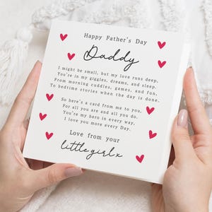 Fathers Day Card for Daddy, Fathers Day Card from Daughter, Daddy Fathers Day Card, Personalised Fathers Day Card, Poem Card for Dad