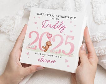Première carte de fête des pères, carte de fête des pères de bébé, carte de fête des pères personnalisée, carte de papa, carte d'ours mignon, carte de fête des pères 2025