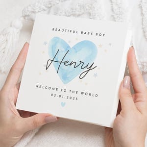 Neues Baby Boy Karte, Herzlichen Glückwunsch neue Baby Karte Junge, personalisierte Baby Boy Karte, Willkommen in der Weltkarte, Babypartygeschenk für Baby Boy