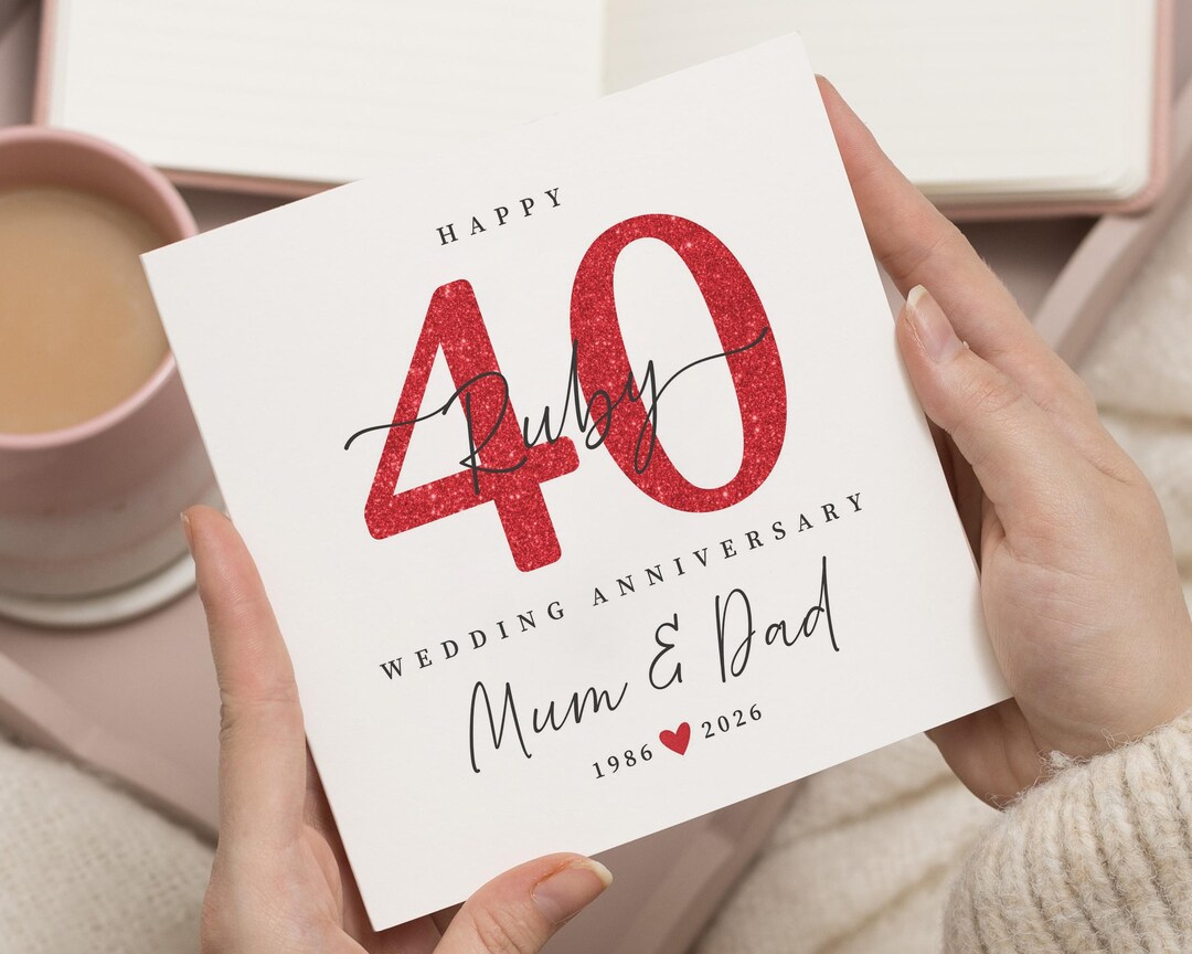 Ruby Wedding Anniversary Card for Mum and Dad, 40th Anniversary Card ...