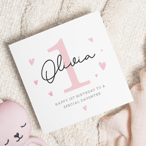 Carte 1er anniversaire fille, carte 1er anniversaire fille, première carte d'anniversaire fille, carte 1er anniversaire fille, cadeau premier anniversaire fille