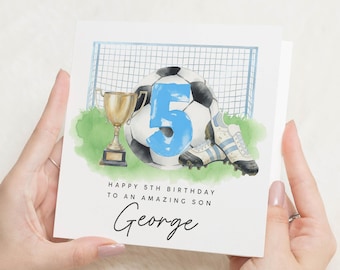 Tarjeta De Cumpleaños Personalizada – Botas De Fútbol – Para Niño, Hijo, Nieto, Sobrino O Hermano