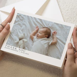 Baby Boy Photo Thank You Cards, Cute New Baby Cards Thank You, Personalised Thank You Cards New Baby Girl, Baby boy Postcard Thankyou Card