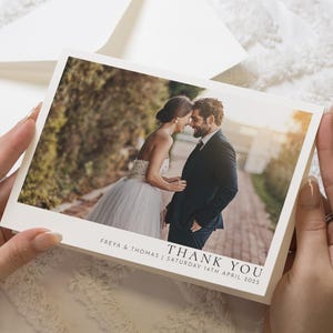 Minimalistische Danksagungskarten Hochzeit mit Foto, Hochzeitsfoto-Dankeskarten, gefaltete Danksagungskarten, Dankeskarten für die Hochzeit
