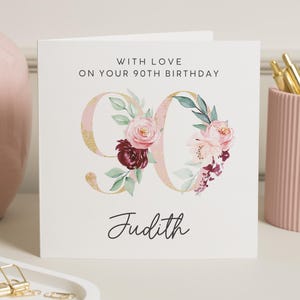 Oma 90er Geburtstagskarte, 90er Geburtstagskarte, 90er Geschenk Mama, 90er Geburtstagsmeilenstein Geschenk, mit Liebe an Ihrem 90er Geburtstag, für Sie