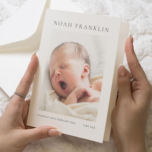 Cartões de agradecimento editáveis para novos bebês, cartões de agradecimento para bebês simples, cartões de agradecimento para batismo de bebês, agradecimento para meninos com fotos, nova menina