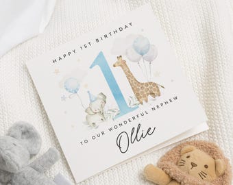 Nephew 1st Birthday Card, 1st Birthday Card For Nephew, 1st Birthday Card Boy, First Birthday Card Nephew, Nephew First Birthday Card, Gift